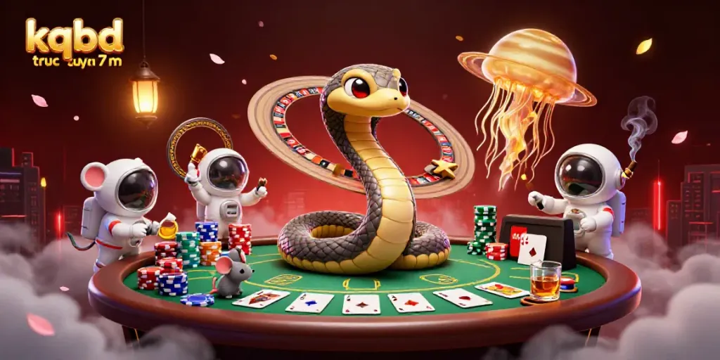 Engaging kqbd truc tuyen 7m illustration depicting a cosmic gambling scene with astronaut mice.